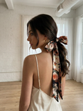 Blush Floral Printed Silk Skinny Scarf